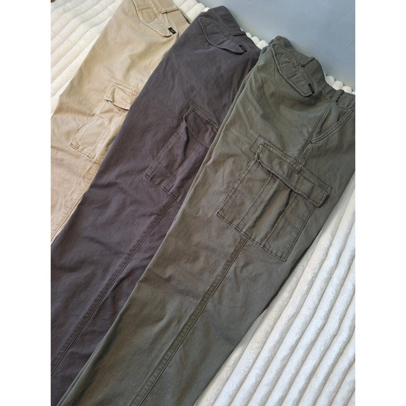 3Pc Lot Lee Motion Stretch Reg Fit Cargo Pants Mens 38X34 Beige Green Gray Activ